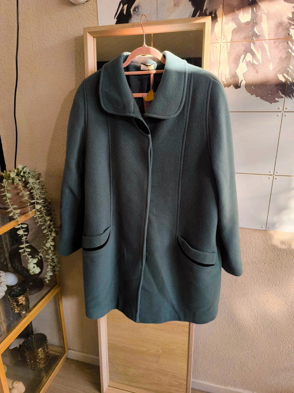 Vintage wool coat teal green