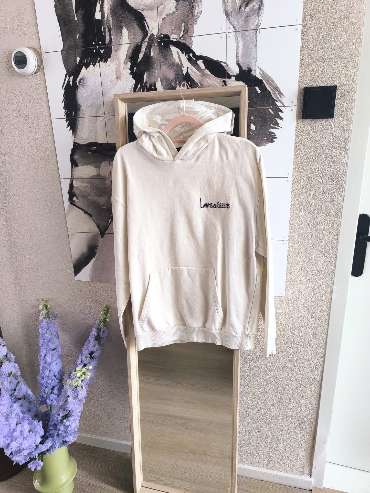 ASOS Design backprint lawns & greens hoodie ecru