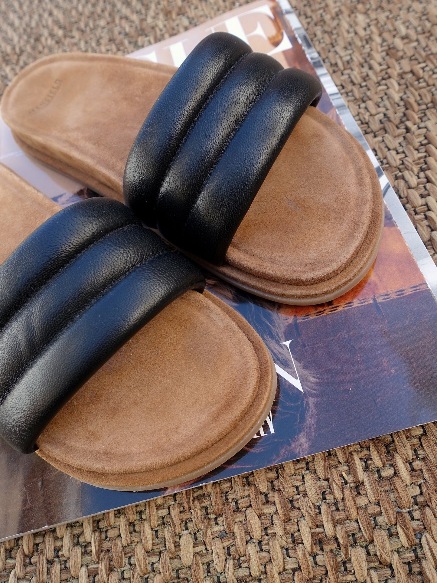 Manfield slides zwart / camel