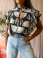 Shoeby palm print lurex ruffle top