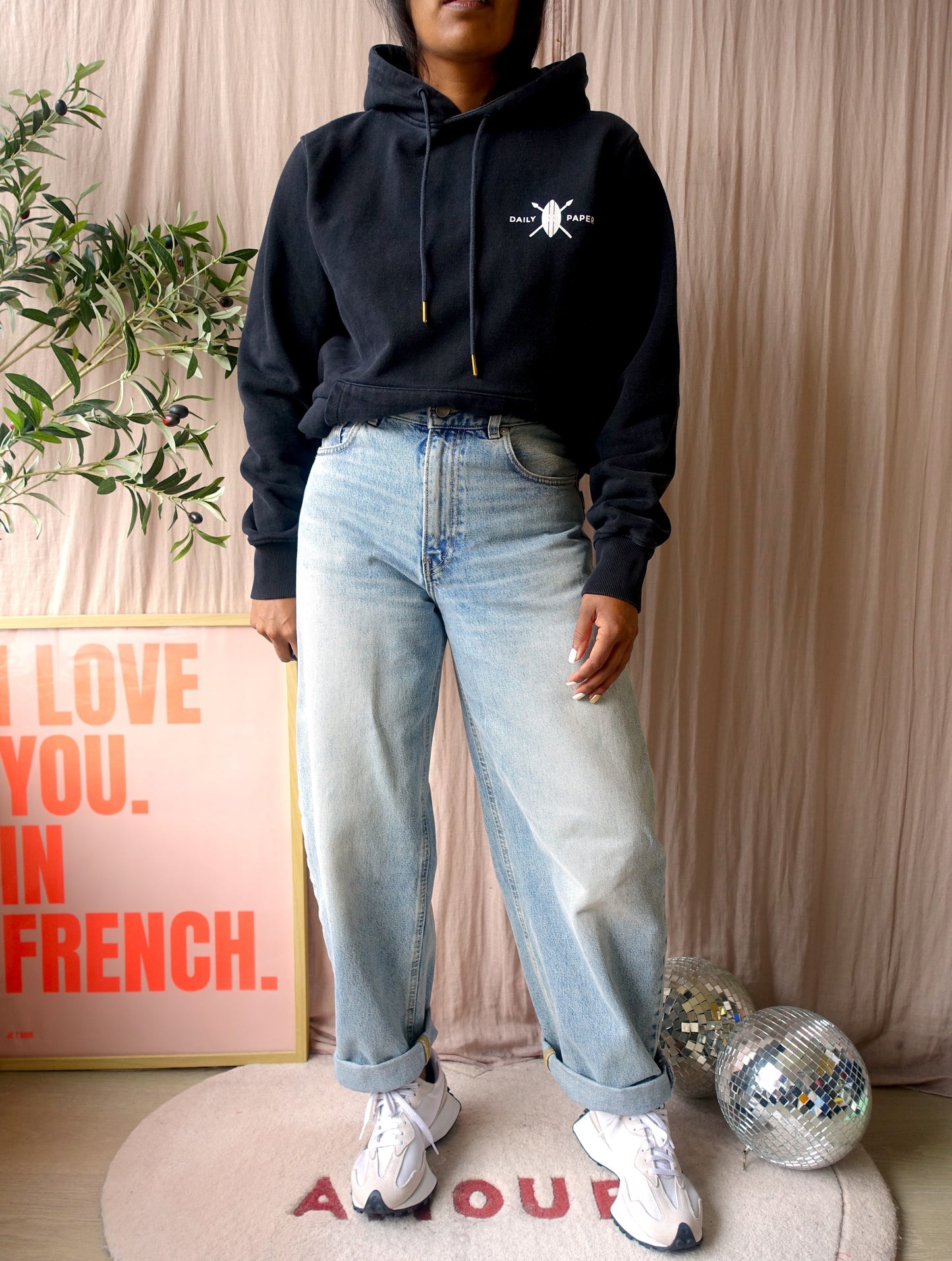 Daily Paper backprint NY hoodie zwart