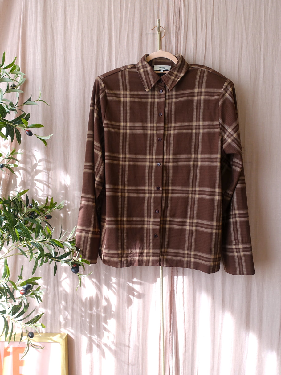 Monica Geuze x Shoeby checkered shirt chocolate brown