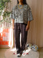 Shoeby high waist wide leg tape pants dark chocolate