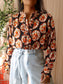 Norah retro peach print blouse