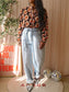 Norah retro peach print blouse