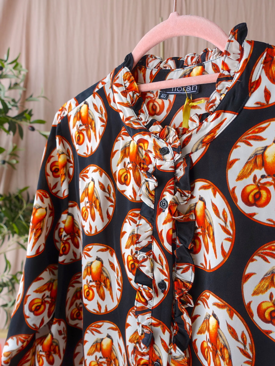 Norah retro peach print blouse