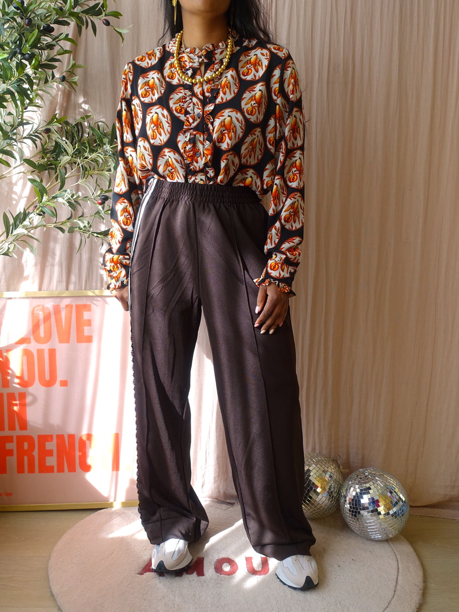 Norah retro peach print blouse