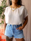 OPUS graphic print top pearl grey