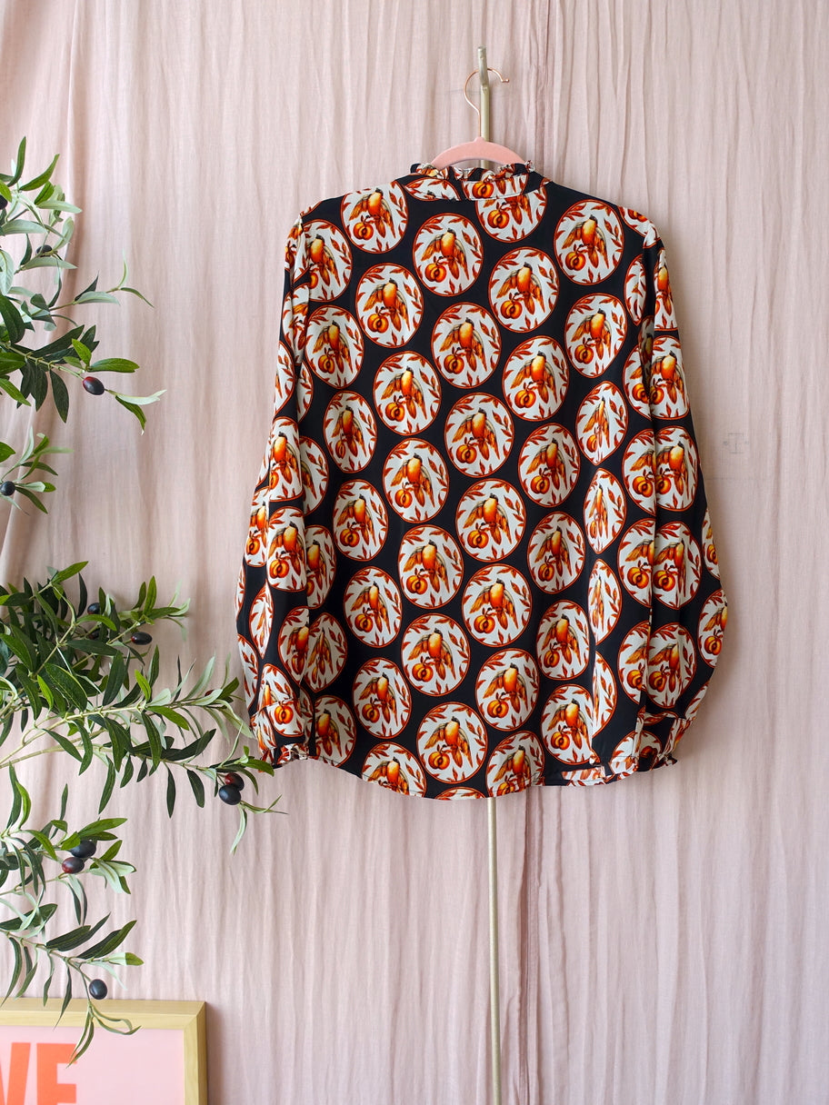 Norah retro peach print blouse