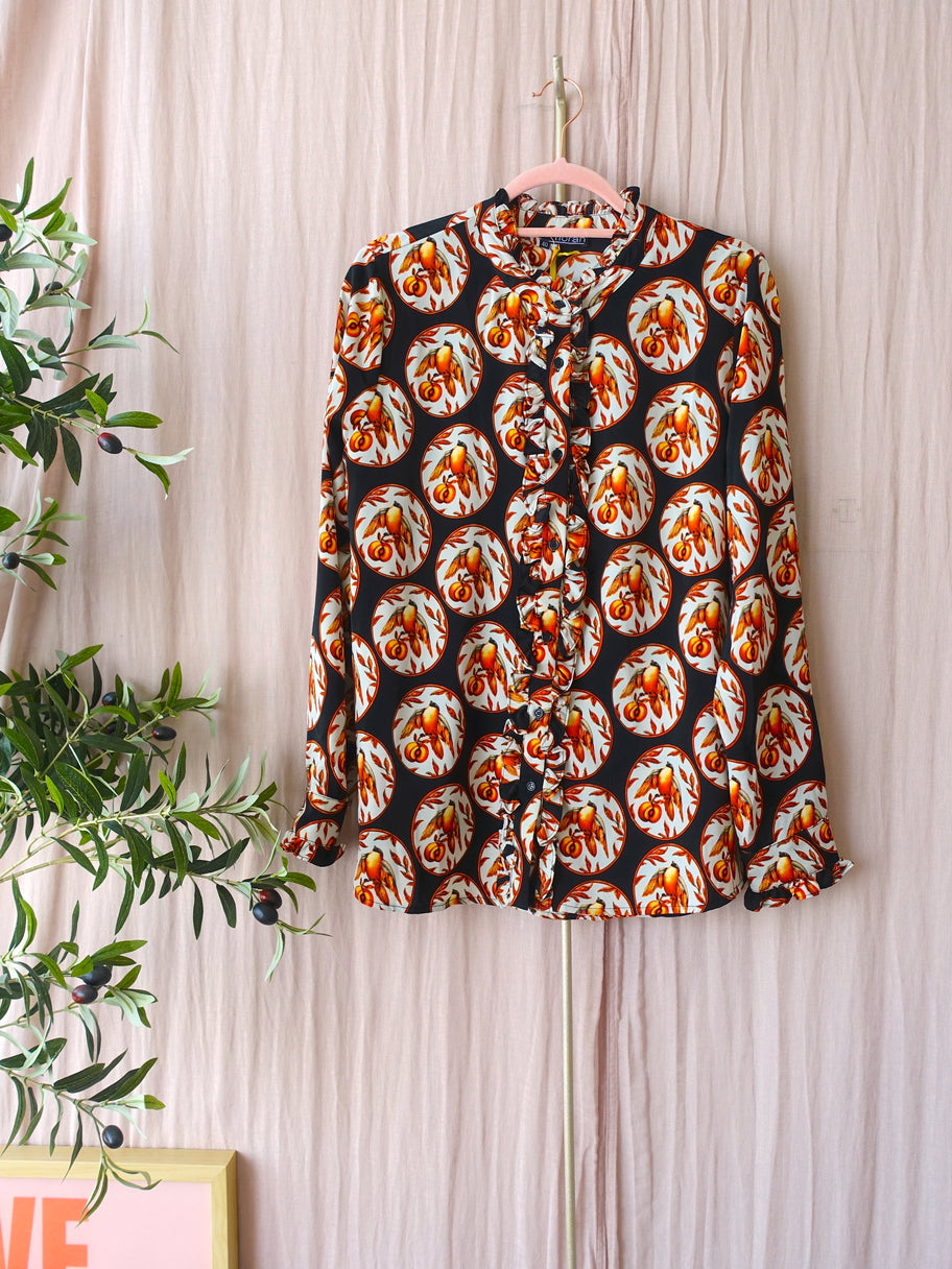 Norah retro peach print blouse