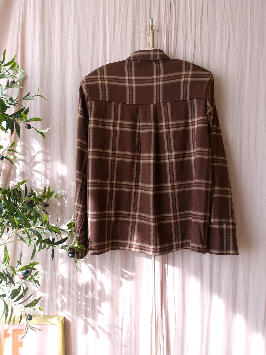 Monica Geuze x Shoeby checkered shirt chocolate brown