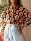 Norah retro peach print blouse