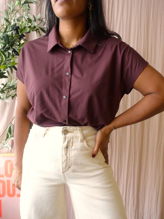 Plein Publique la delon travel quality shirt chocolate brown