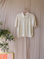 Uniqlo ajour knitted cotton polo tee ecru