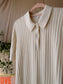 Uniqlo ajour knitted cotton polo tee ecru