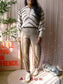 Knit-ted vegan leather slim fit pants taupe