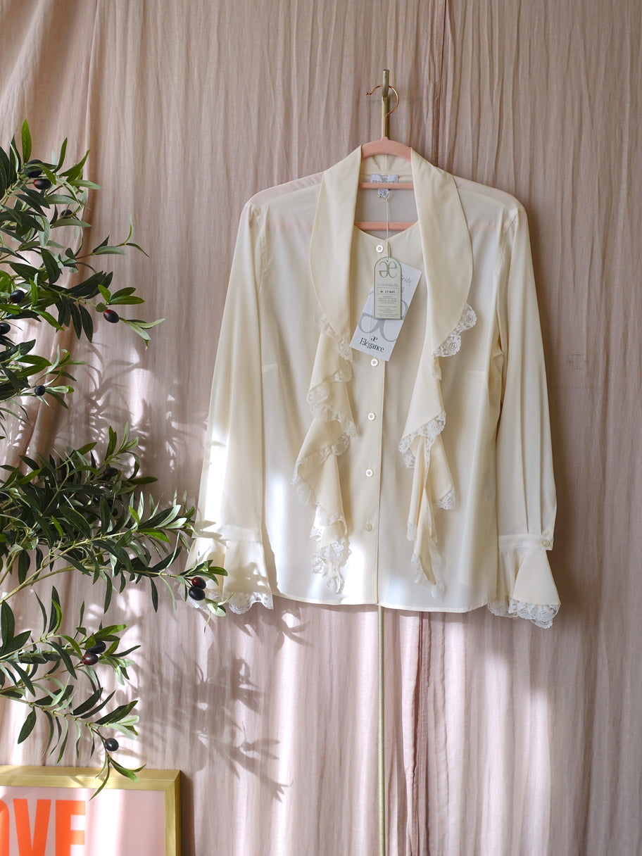 Vintage exclusive elegance boutique silk blouse ecru
