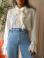 Vintage exclusive elegance boutique silk blouse ecru