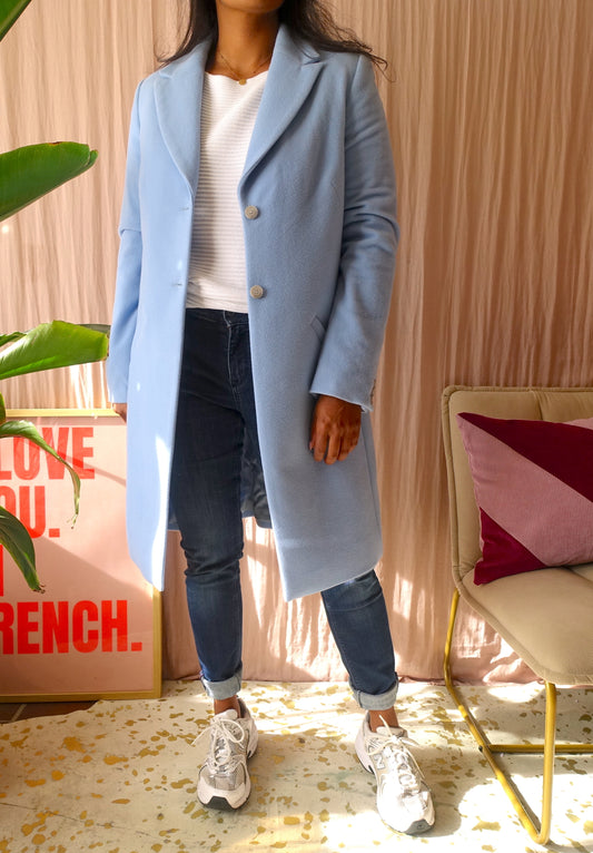 Purdey tailored cashmereblend wool coat sky blue