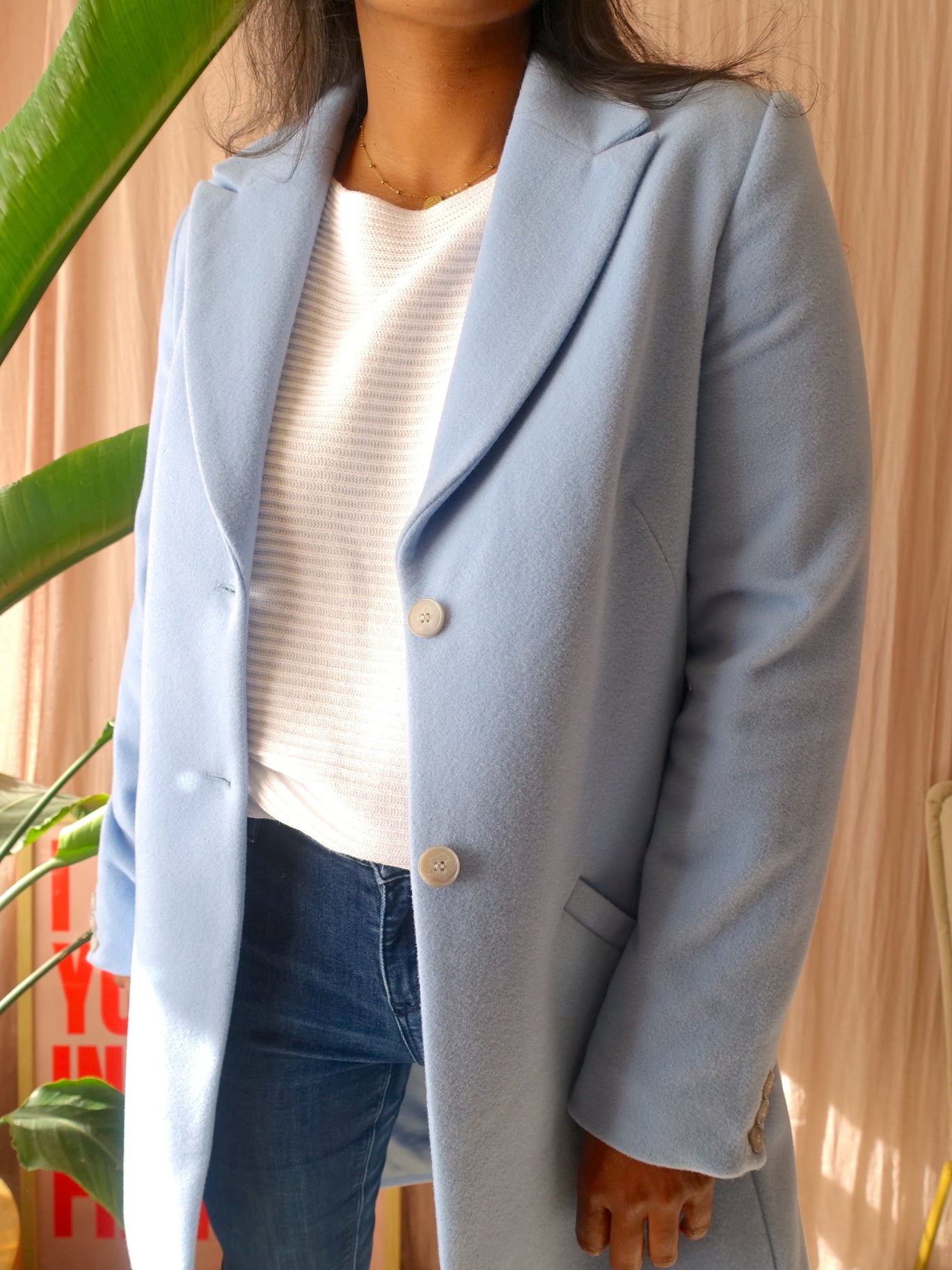 Purdey tailored cashmereblend wool coat sky blue