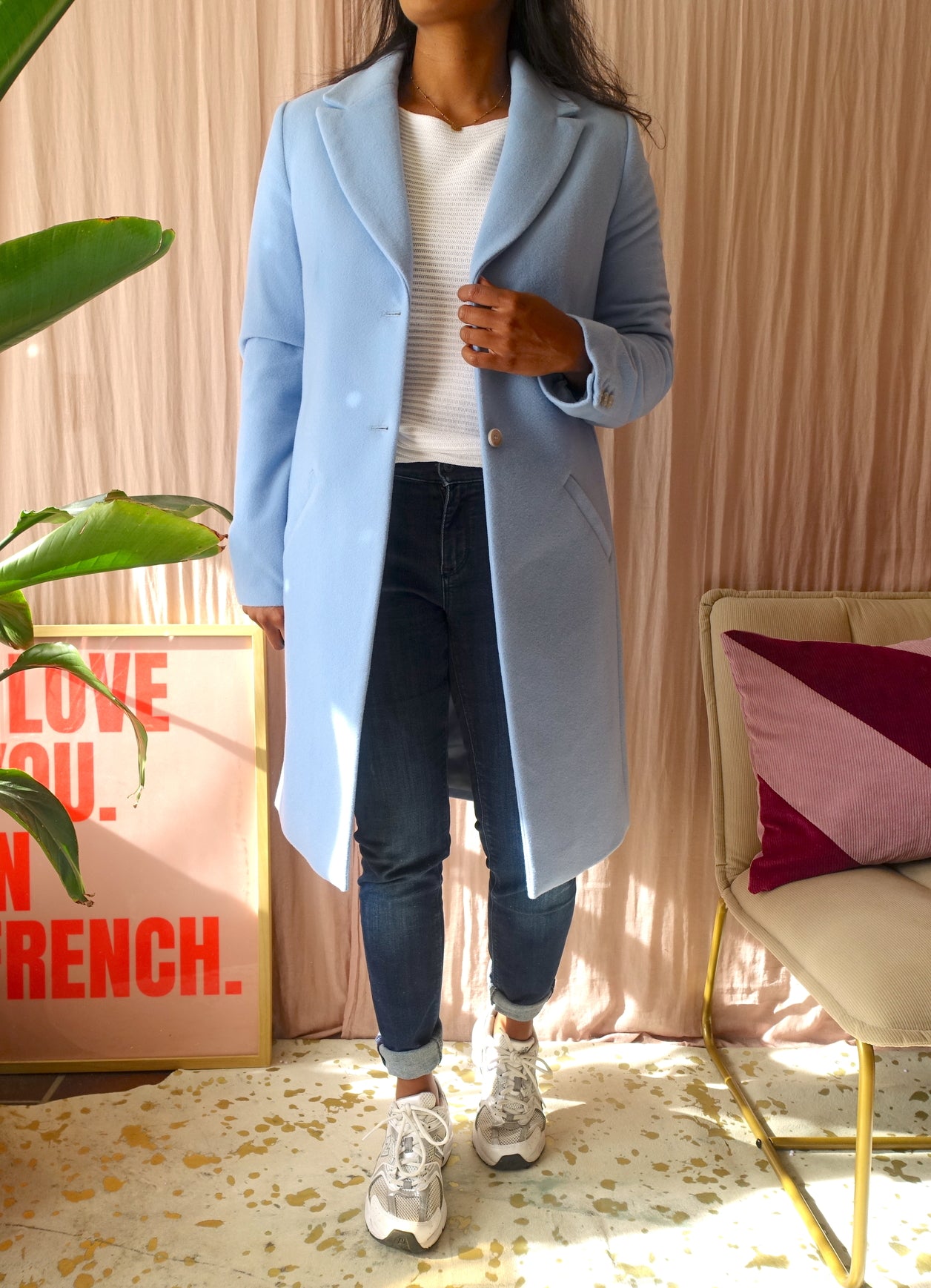 Purdey tailored cashmereblend wool coat sky blue