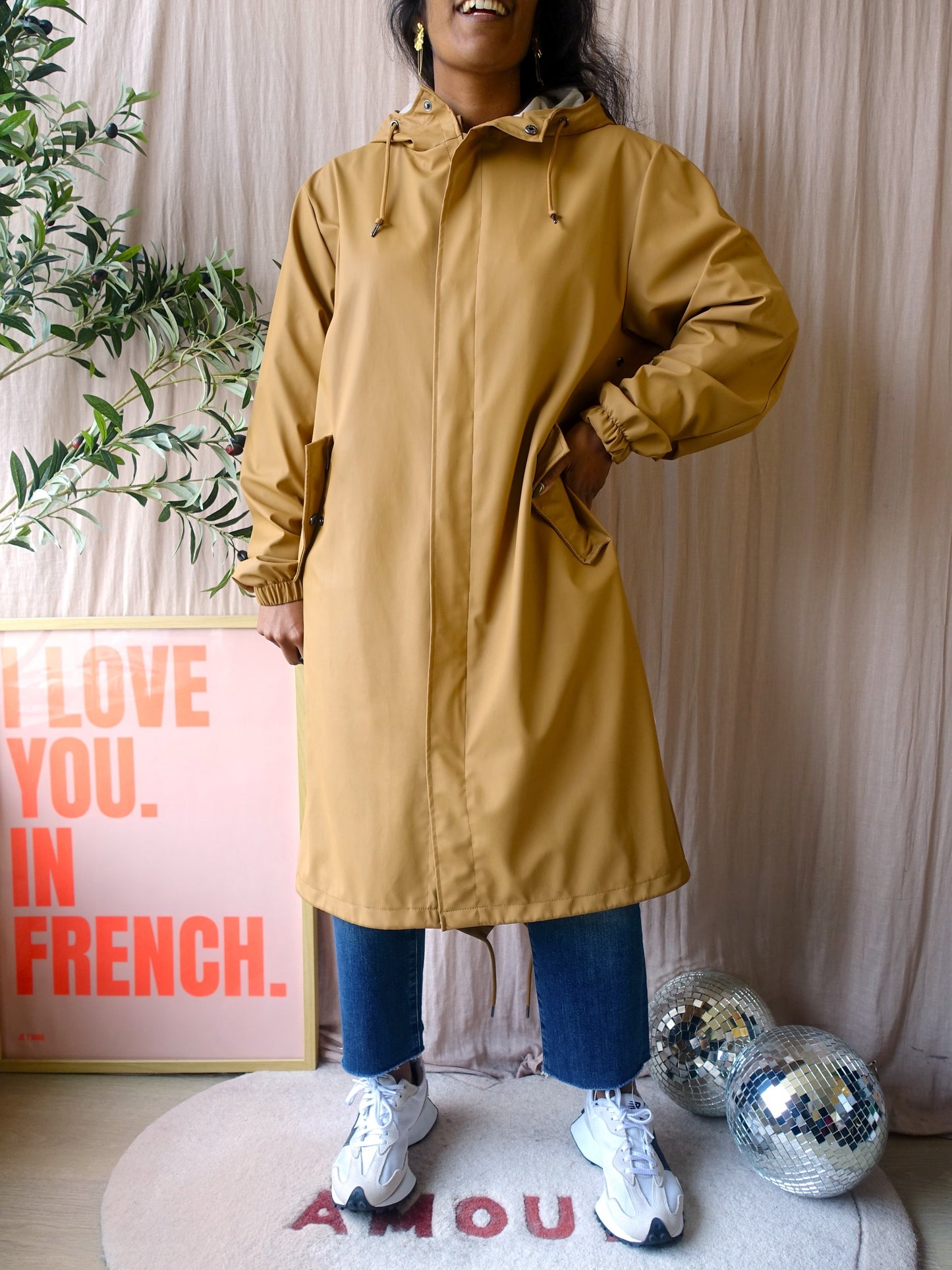 Rains long coat regenjas camel beige