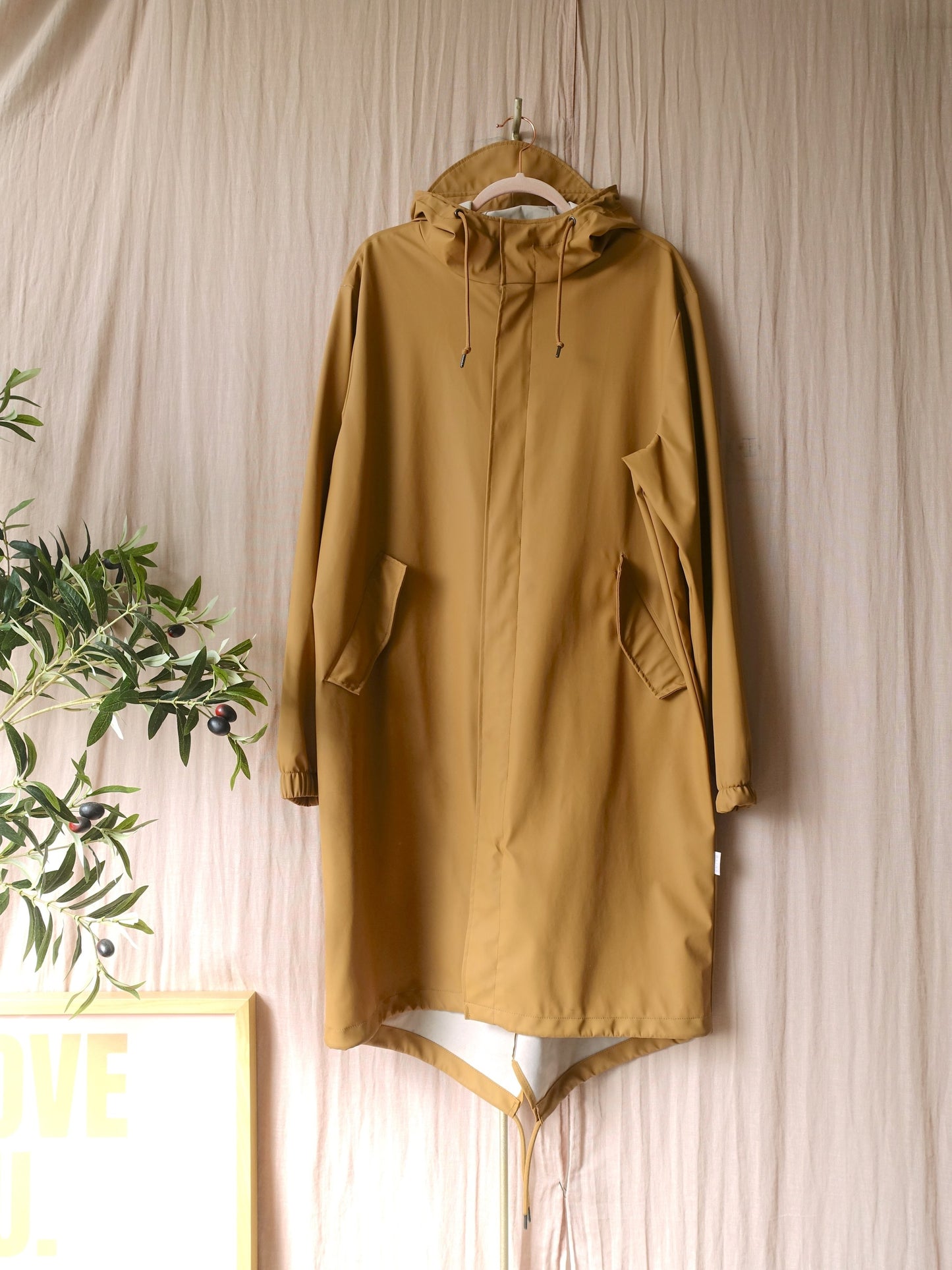 Rains long coat regenjas camel beige