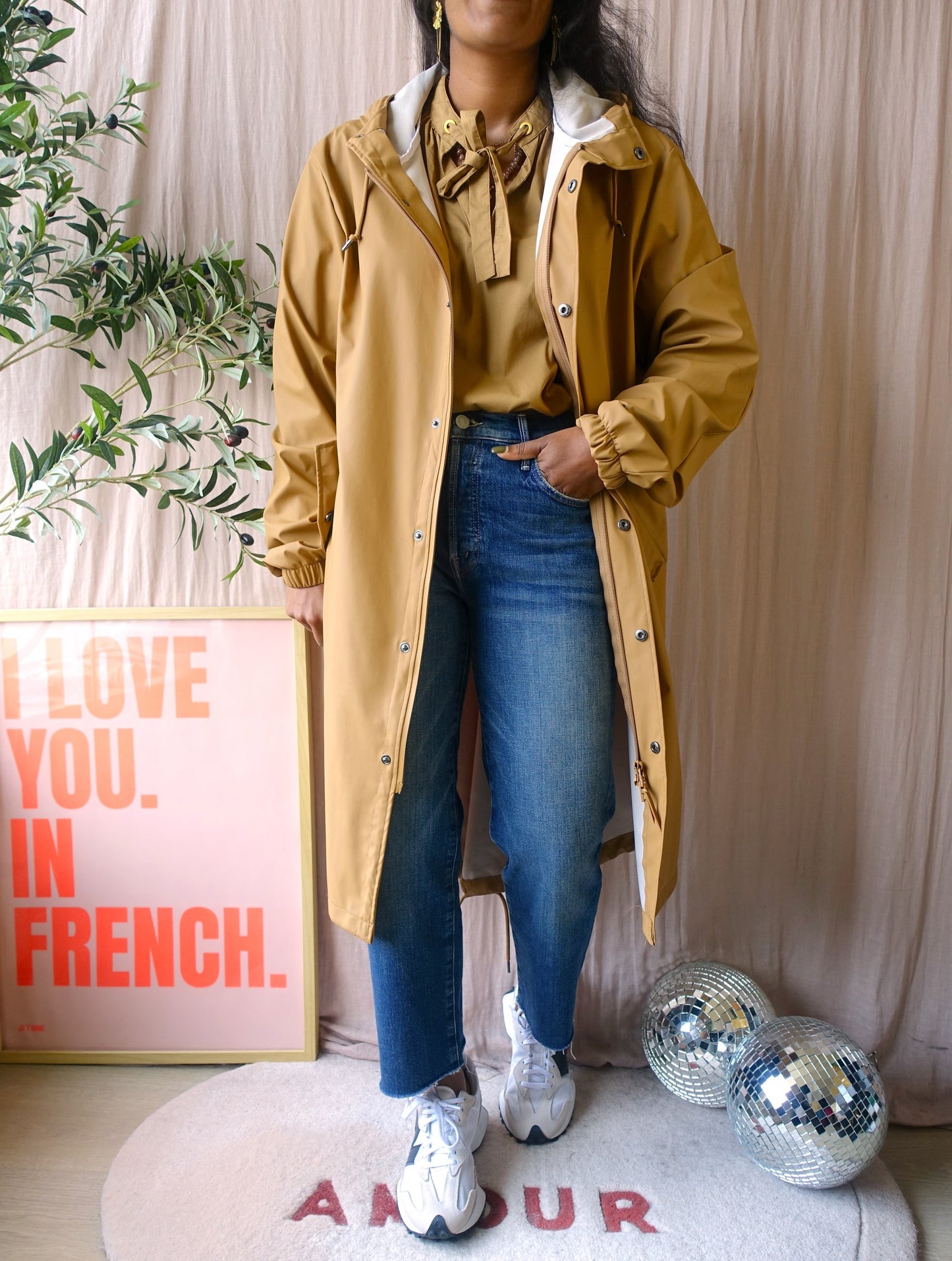 Rains long coat regenjas camel beige