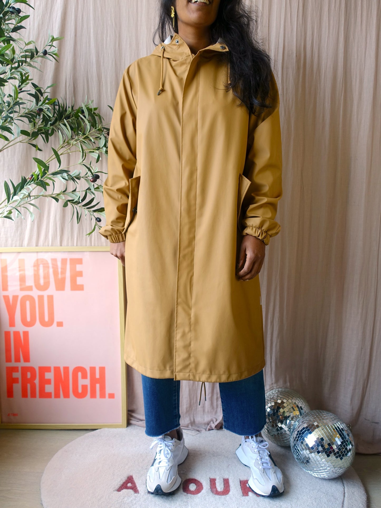 Rains long coat regenjas camel beige