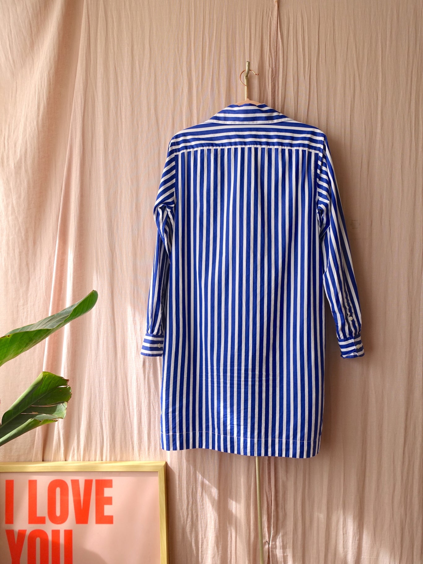Polo Ralph Lauren striped oxford shirt dress kobalt / wit