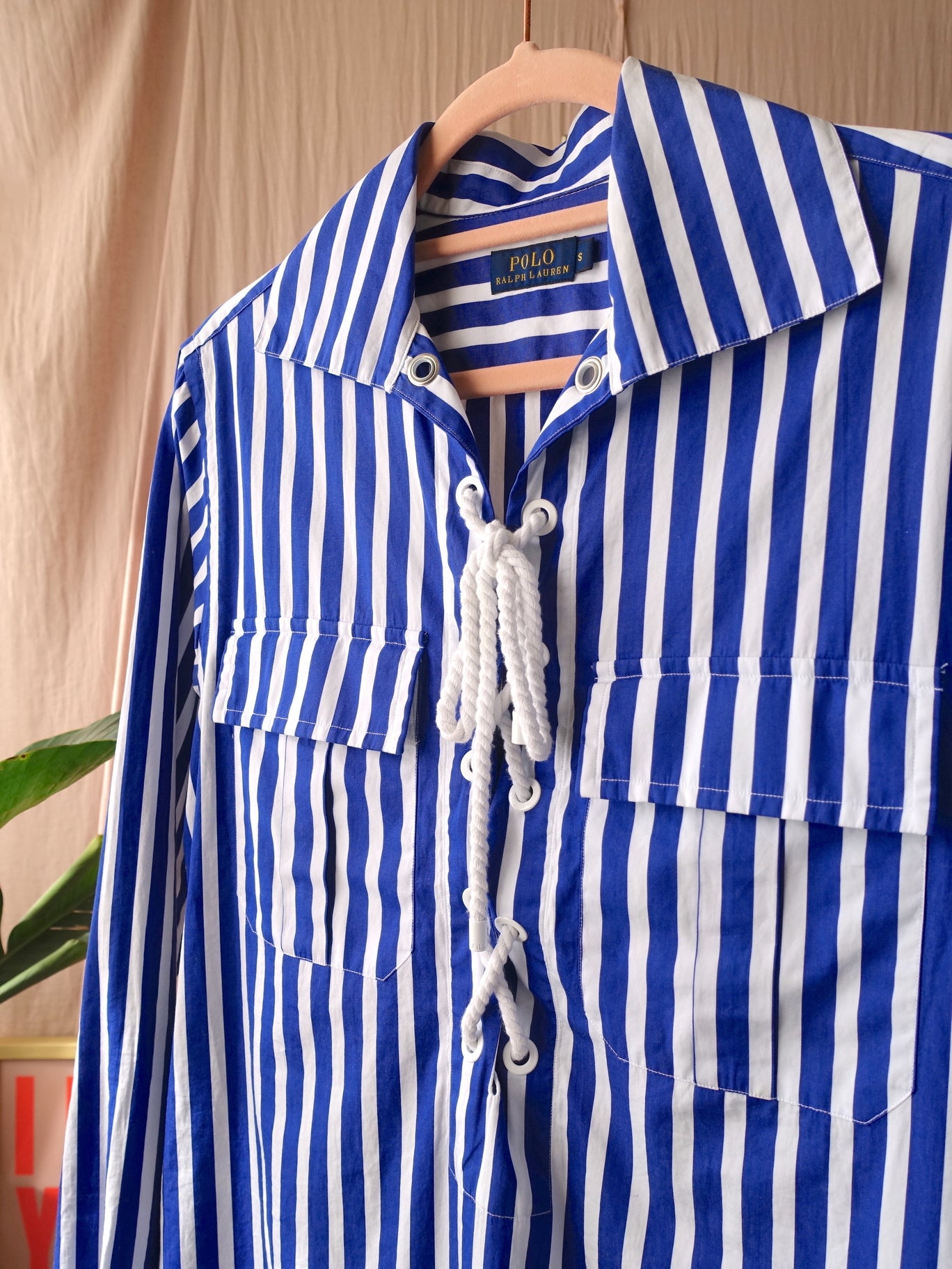 Polo Ralph Lauren striped oxford shirt dress kobalt / wit