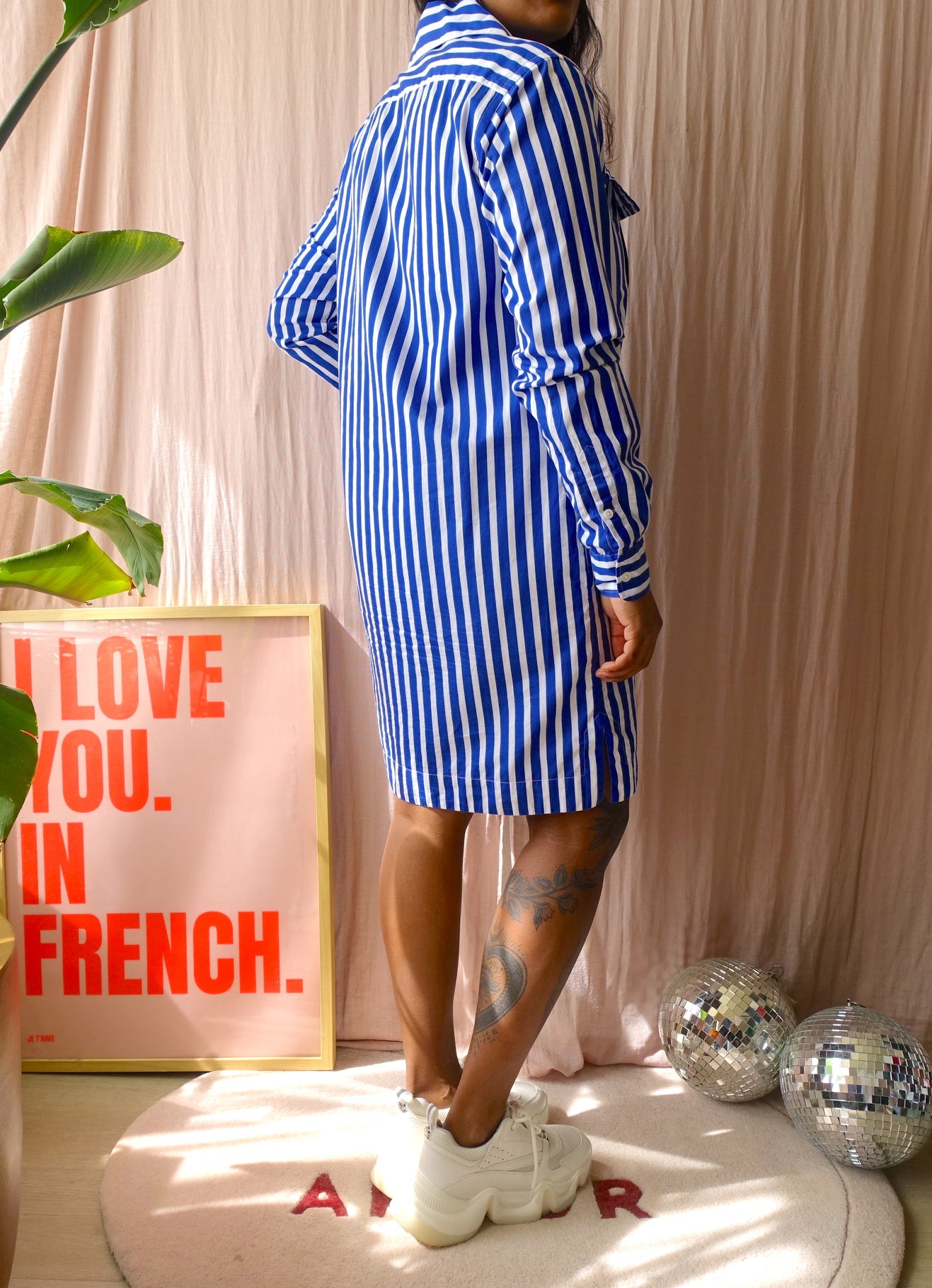 Polo Ralph Lauren striped oxford shirt dress kobalt / wit