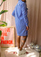 Polo Ralph Lauren striped oxford shirt dress kobalt / wit
