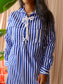 Polo Ralph Lauren striped oxford shirt dress kobalt / wit