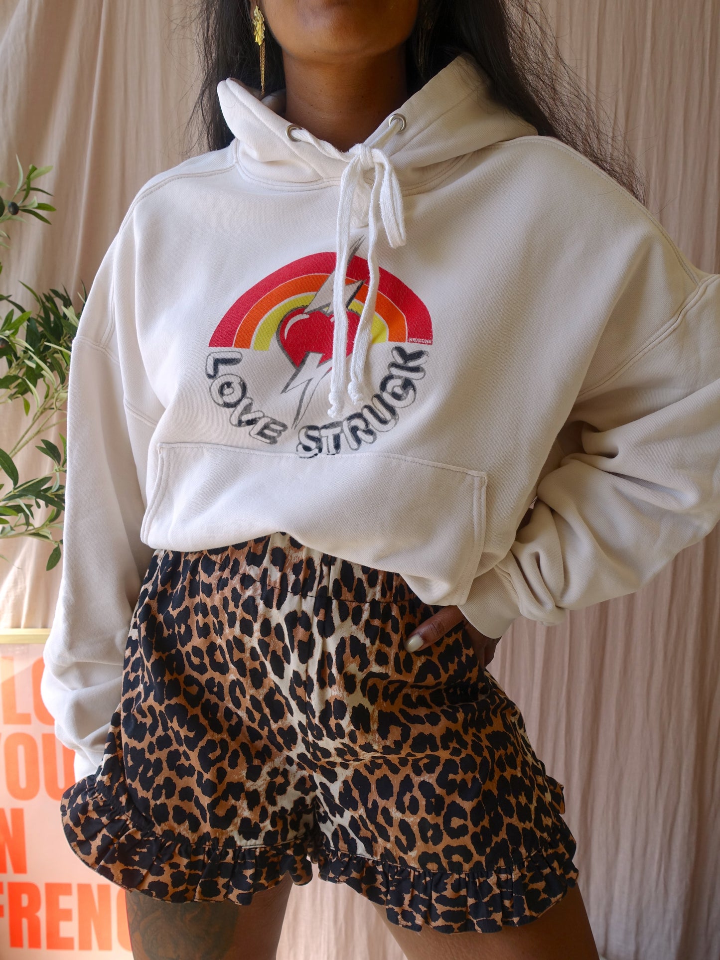 RE/DONE Original love struck oversized hoodie vintage white