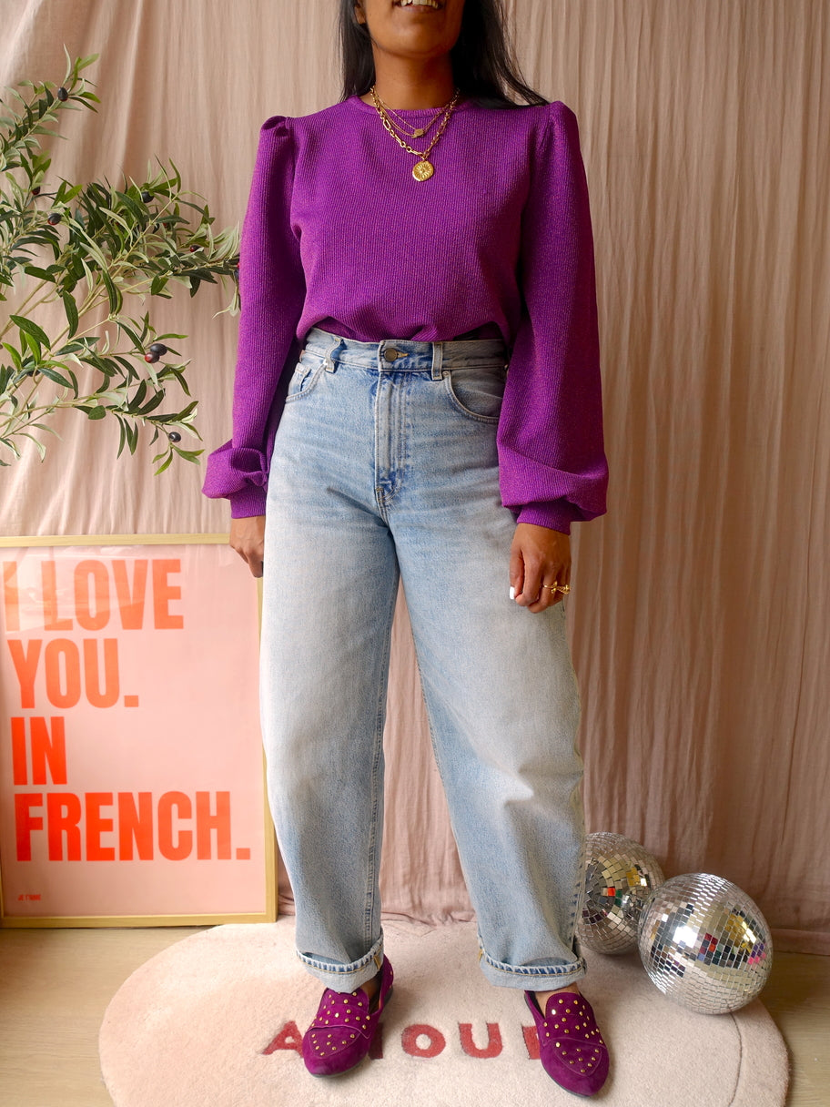 Refined Department amelle lurex rib top violet