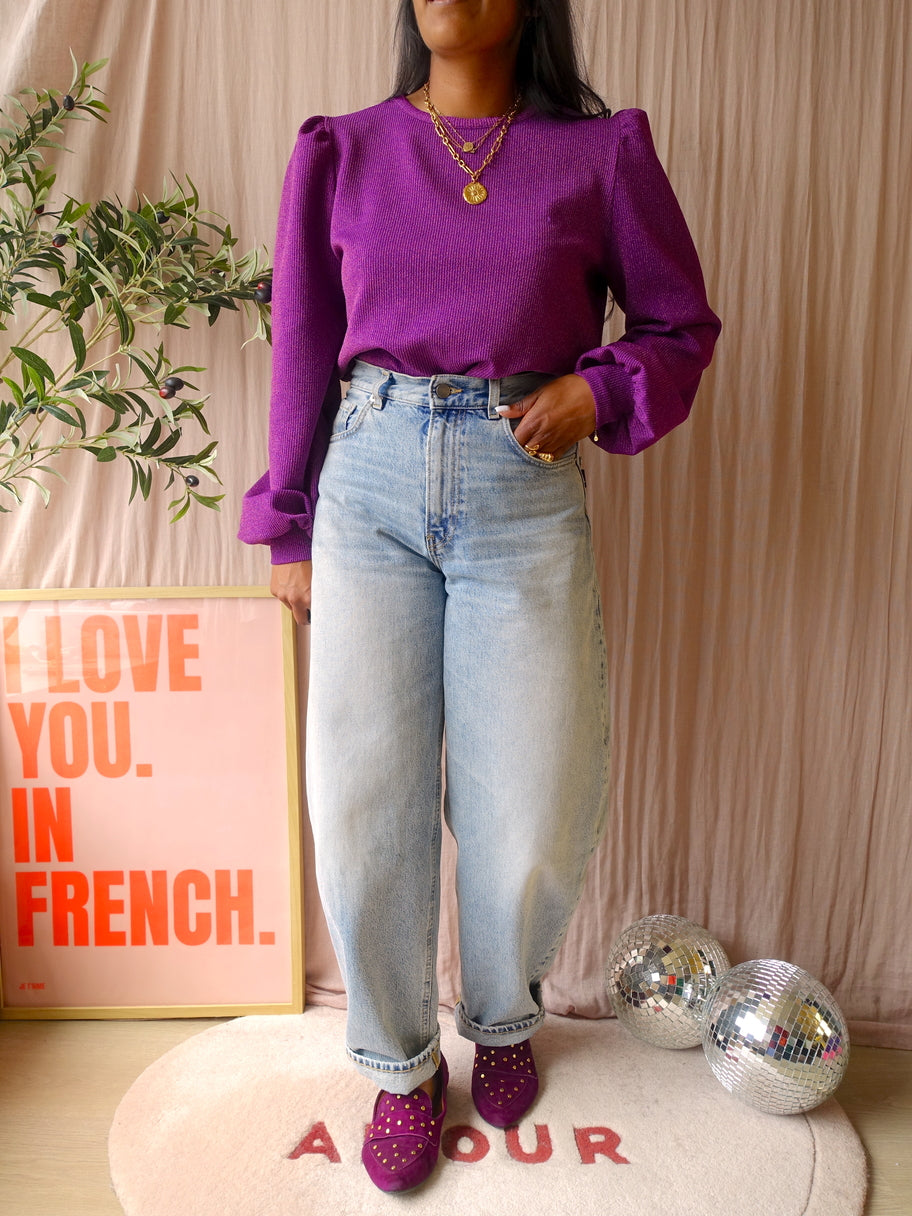 Refined Department amelle lurex rib top violet