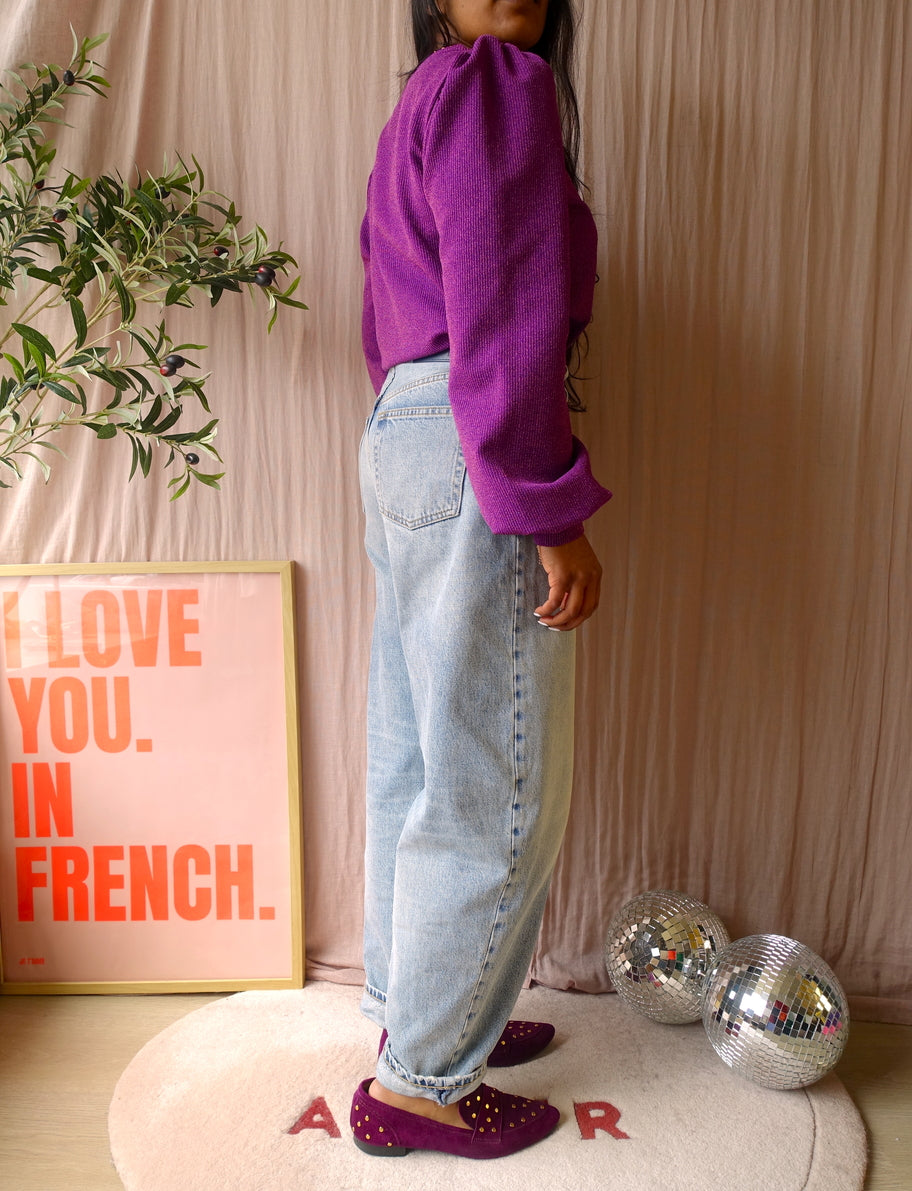 Refined Department amelle lurex rib top violet