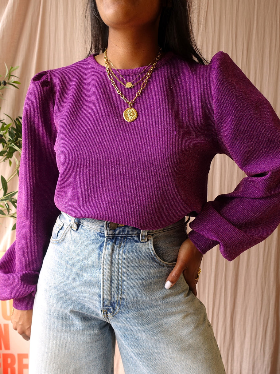 Refined Department amelle lurex rib top violet