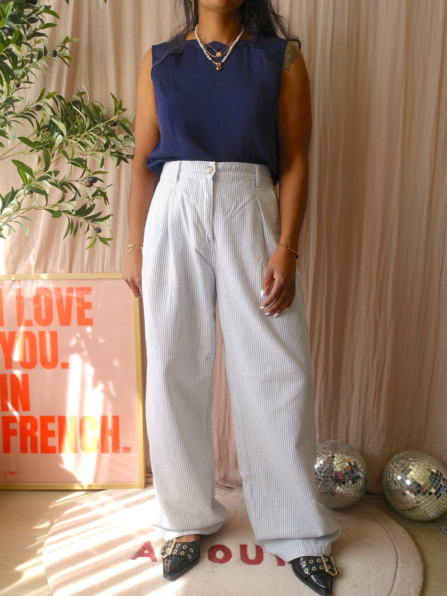 Sissy-Boy oragnic cotton striped wide leg jeans