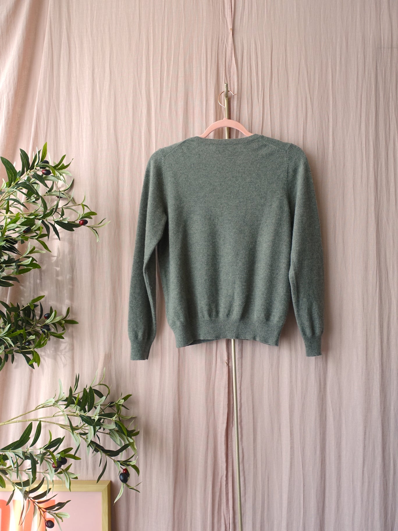 Repeat Cashmere 100% v-neck cardigan jade