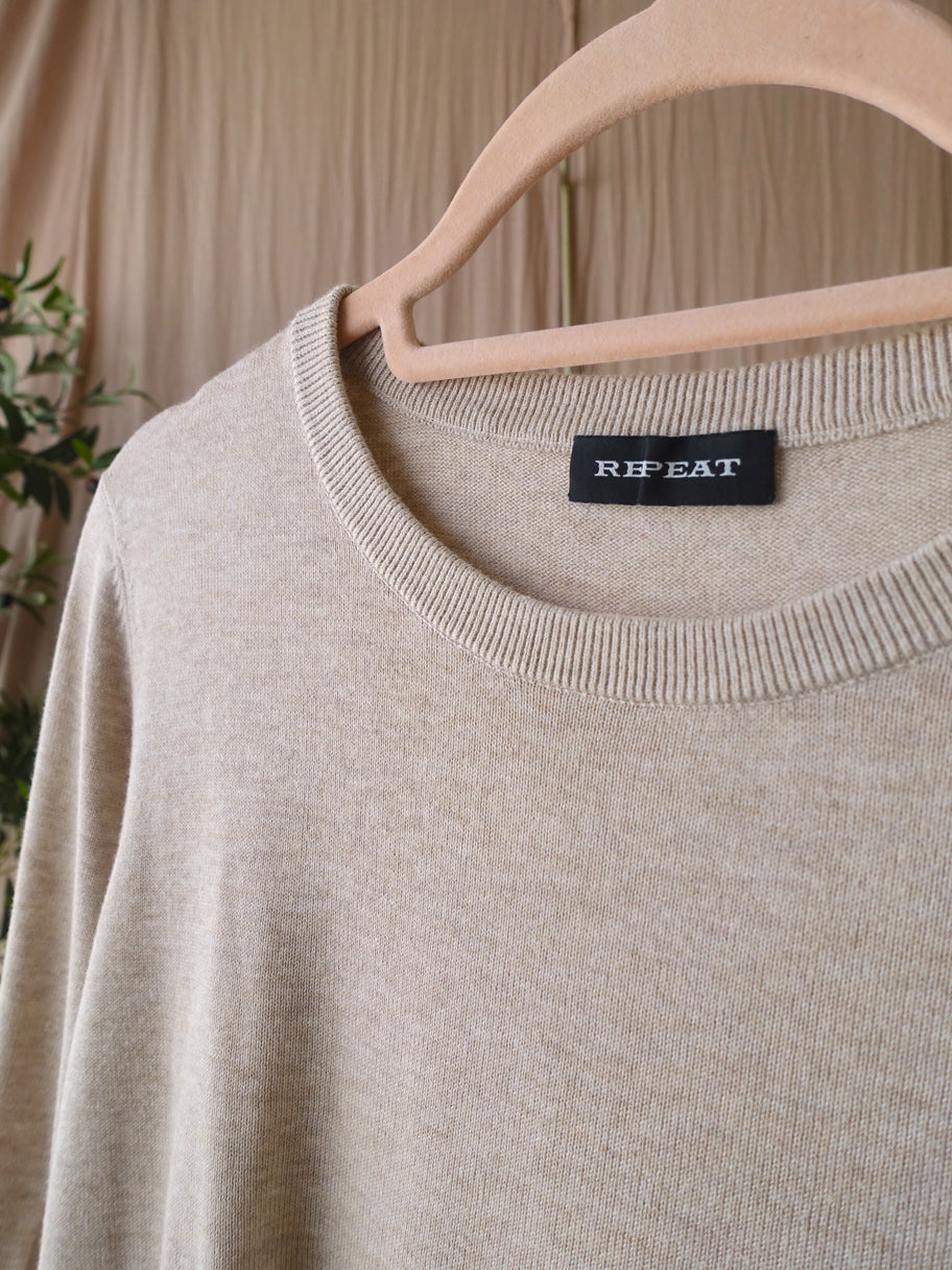 Repeat cashmere the perfect fine knit top oat melange