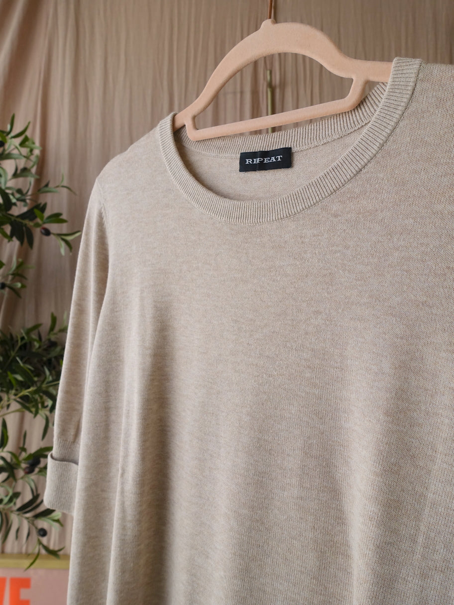Repeat cashmere the perfect fine knit top oat melange