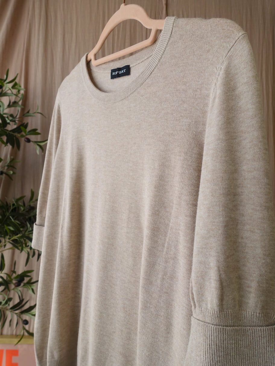 Repeat cashmere the perfect fine knit top oat melange