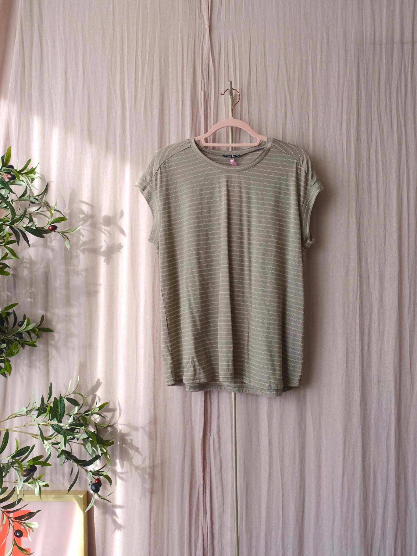 Repeat Cashmere classic lurex striped tee