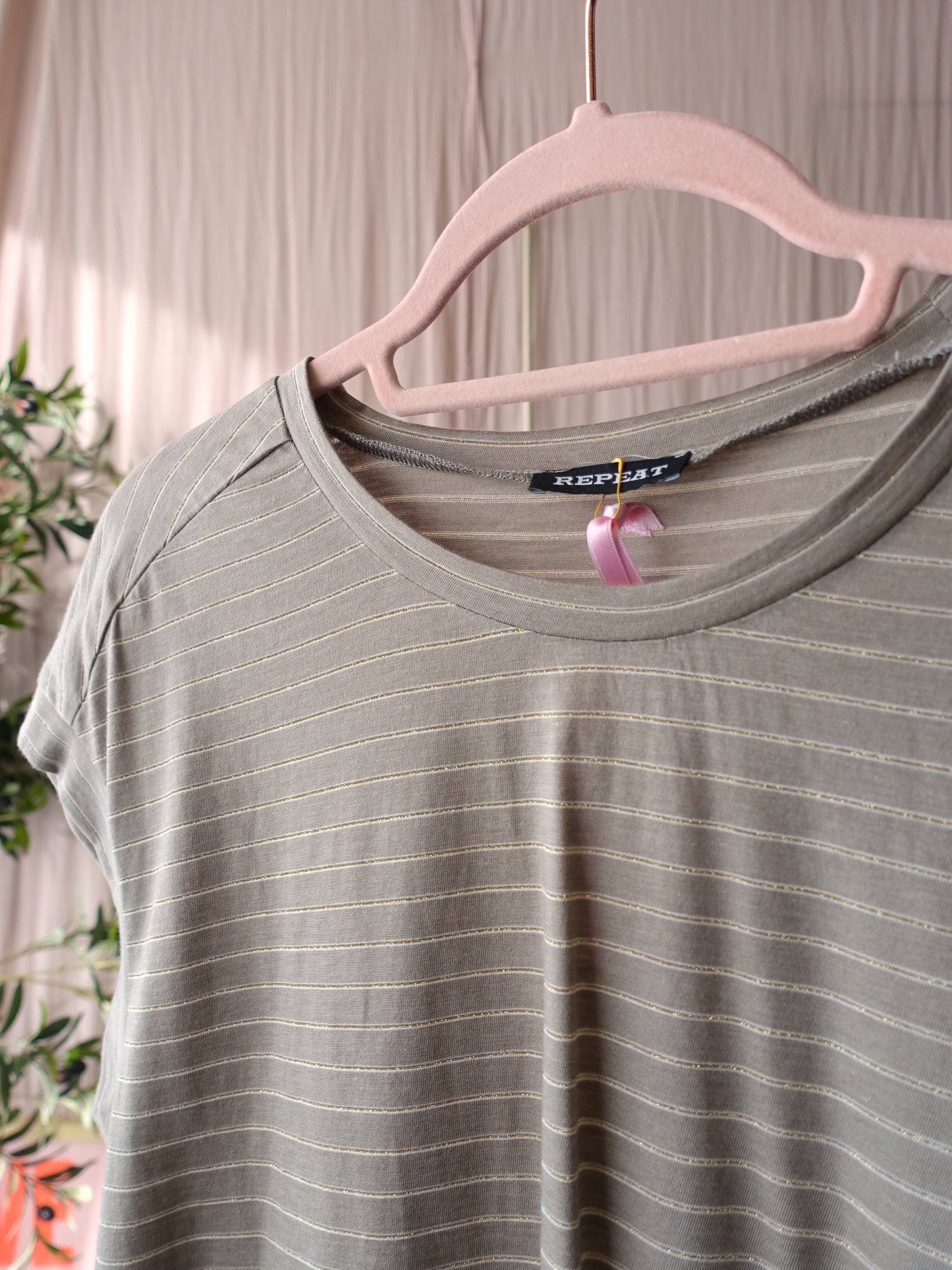 Repeat Cashmere classic lurex striped tee