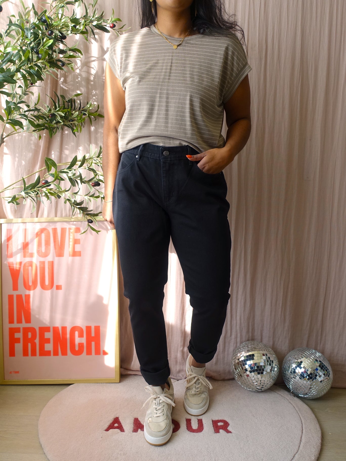 Repeat Cashmere classic lurex striped tee