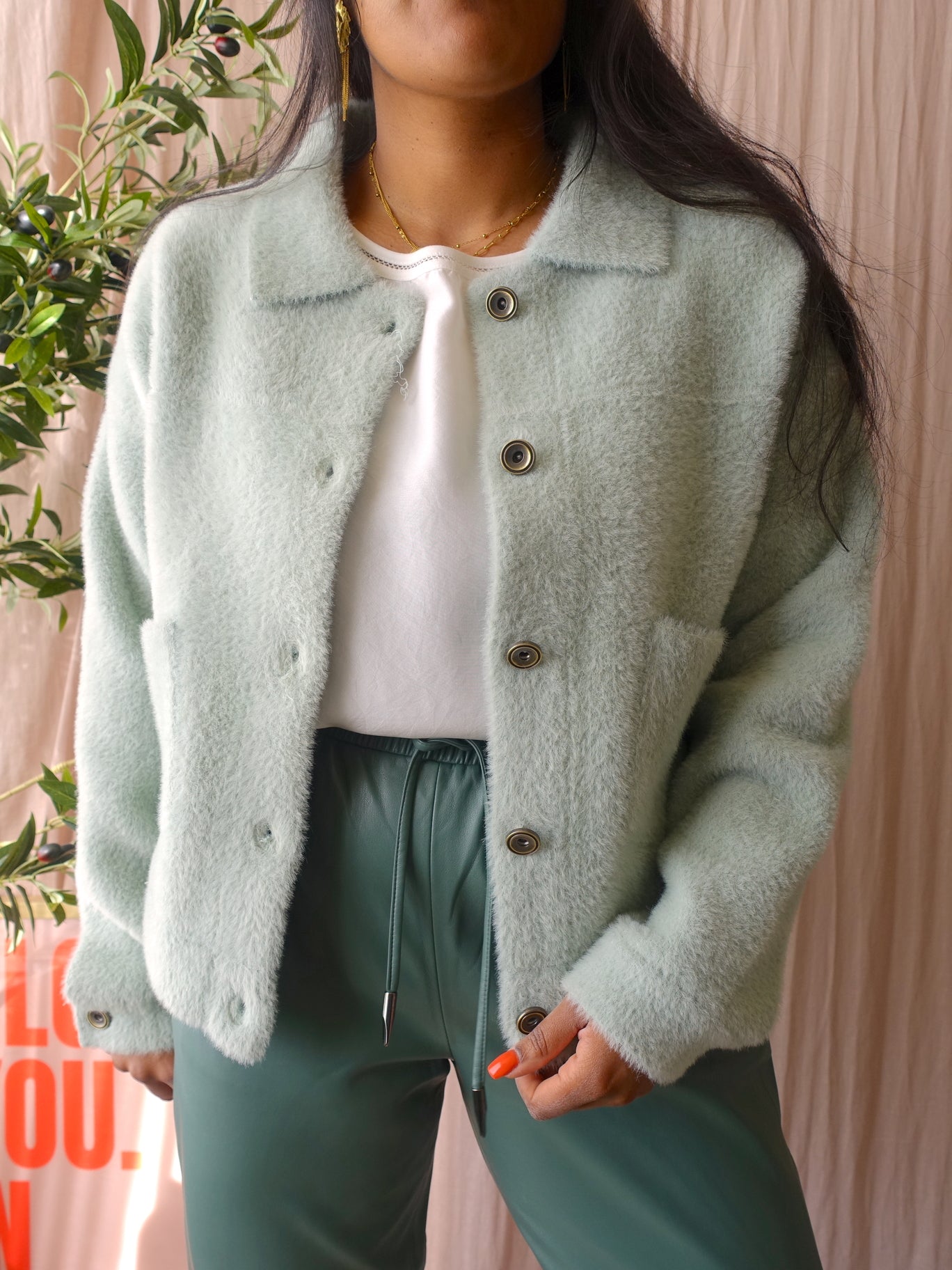 Rino & Pelle bubbly boxy fit shacket pastel mint