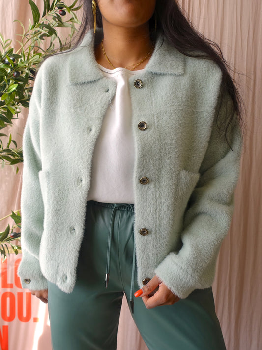 Rino & Pelle bubbly boxy fit shacket pastel mint