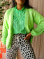Co'Couture Lola linnenmix frill top green flash
